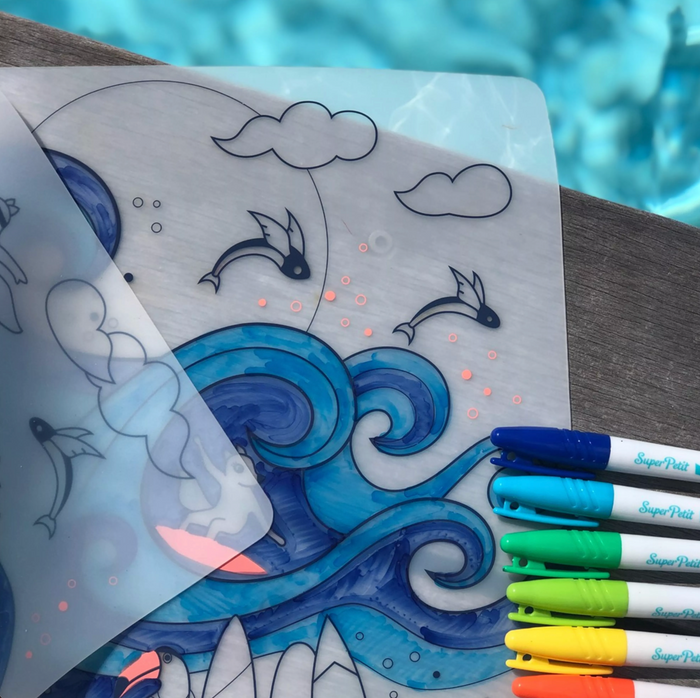 Coloriage réutilisable | Set de table Surf