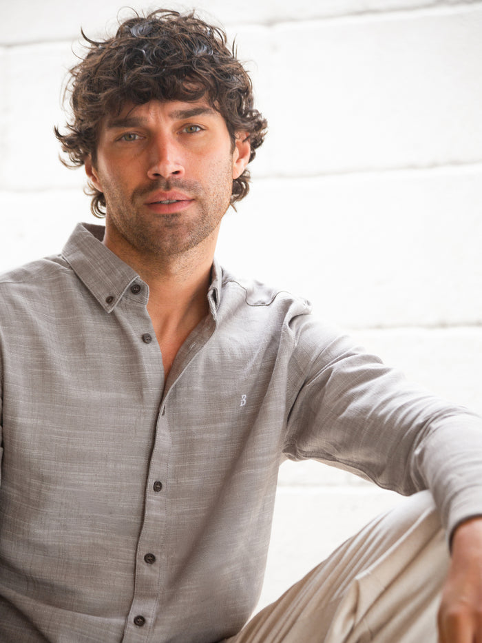 Conrad Long Sleeve Textured Shirt - Dark Grey