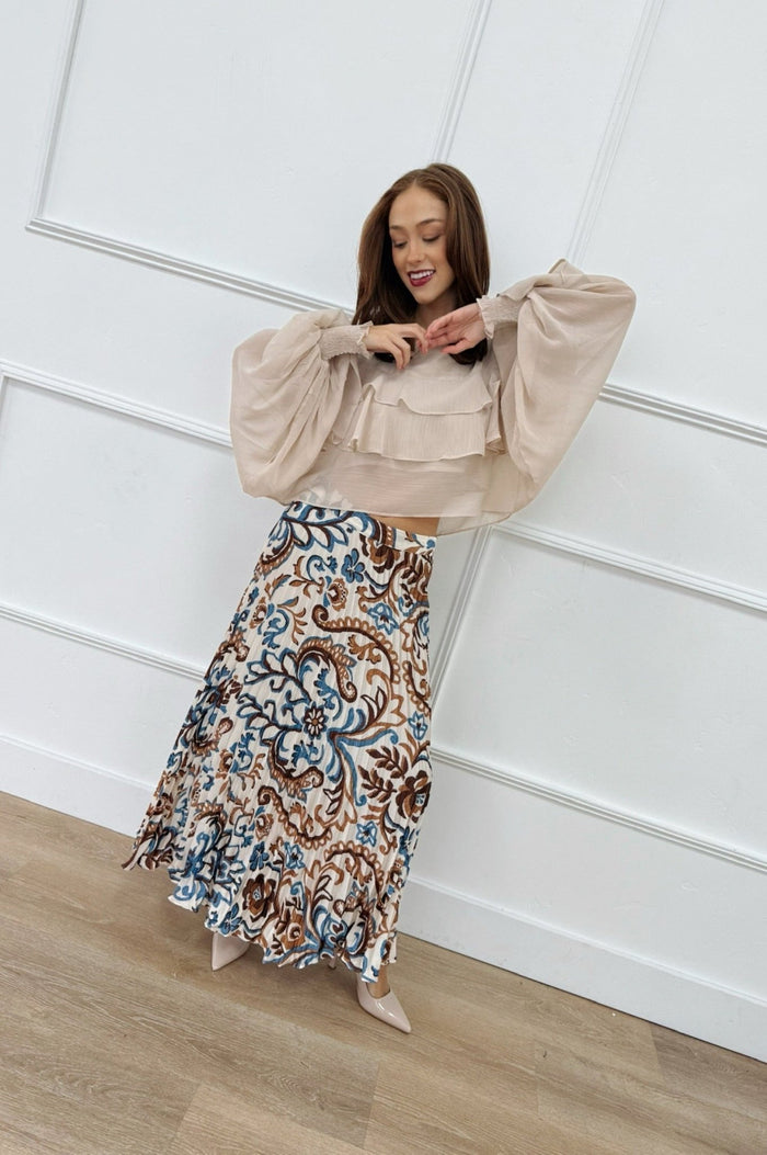 Copper Meadow Pleated Skirt