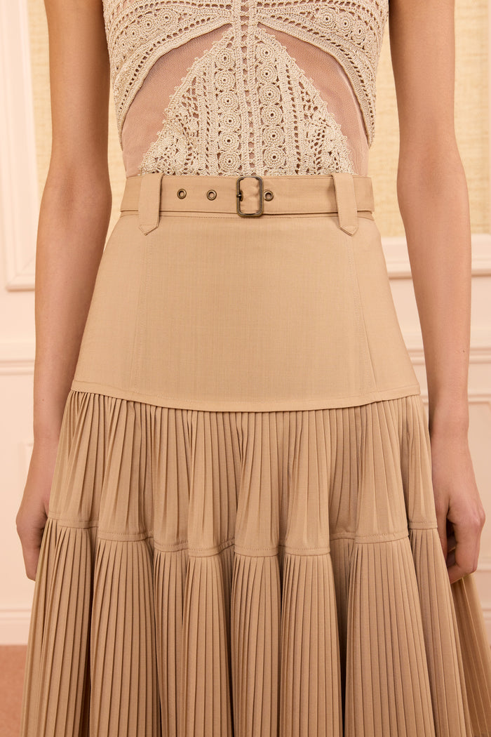Coralie Pleated Wool Skirt - Dunewood