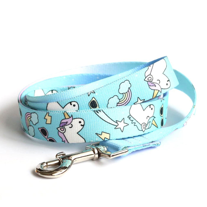 Cotton Candy Blue Unicorn Dog Leash - Clive and Bacon