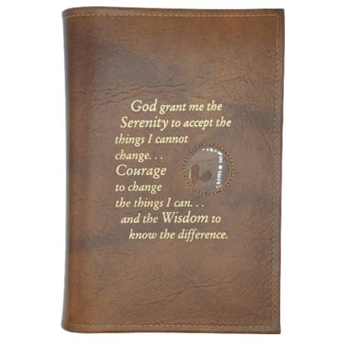 Cover-AA Large Print Big Book Cover w/ Serenity Prayer & Medallion Holder