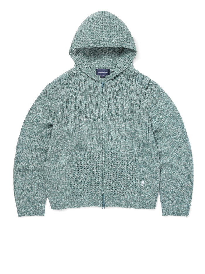 Crochet Knit Zip Up Hoodie