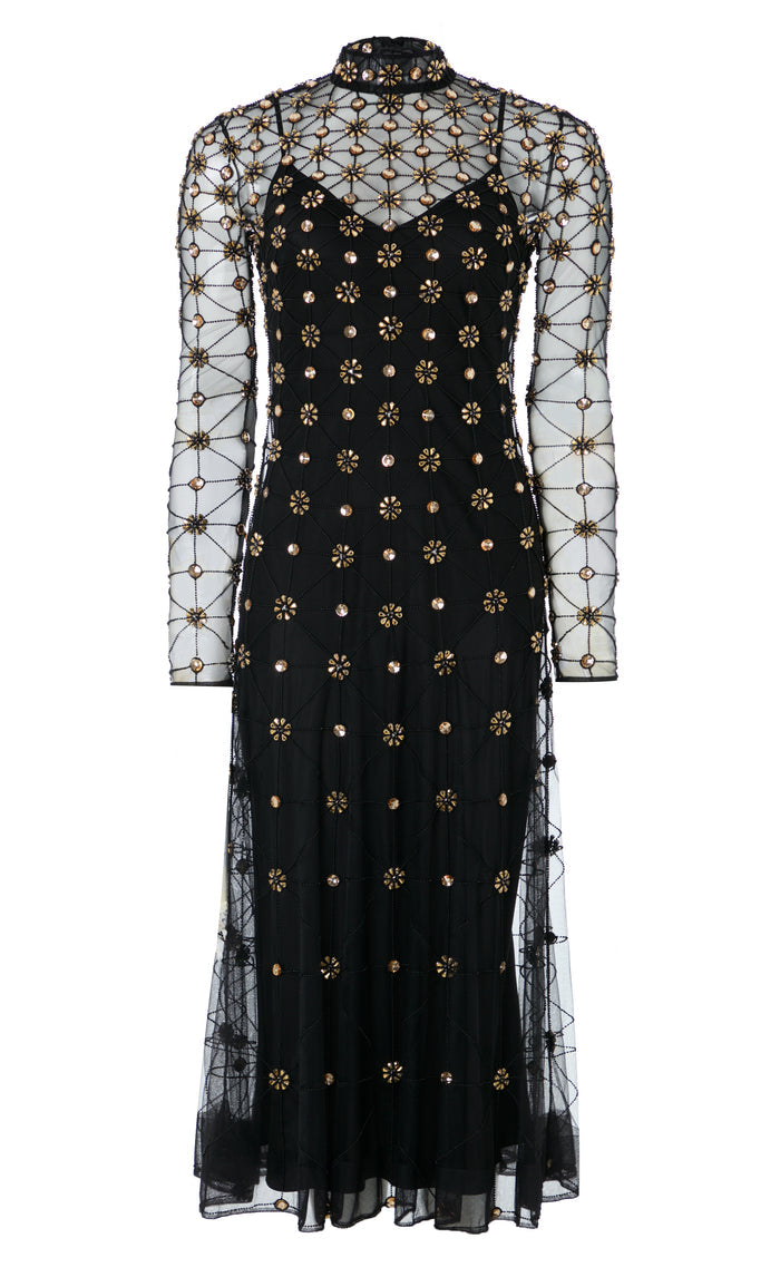 Crossbone Lattice Dress - Black & Gold