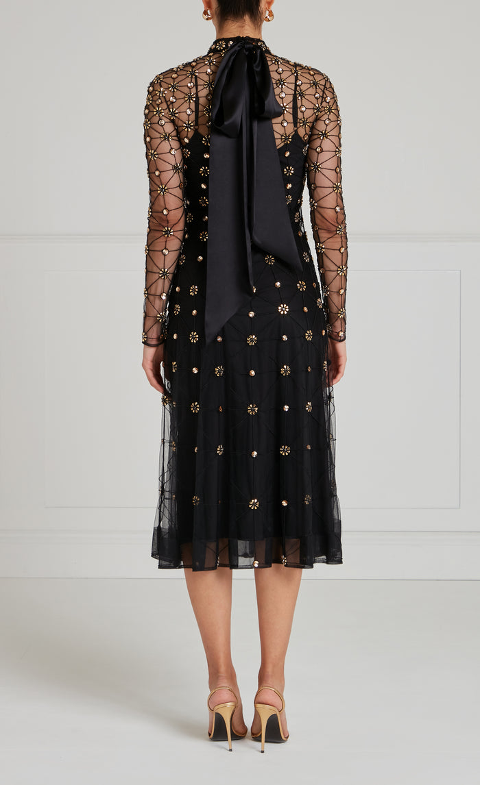 Crossbone Lattice Dress - Black & Gold