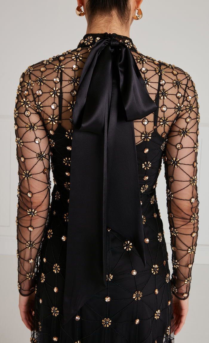 Crossbone Lattice Dress - Black & Gold