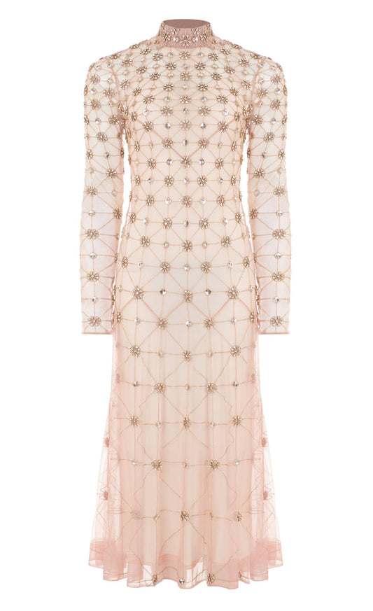 Crossbone Lattice Dress - Blush