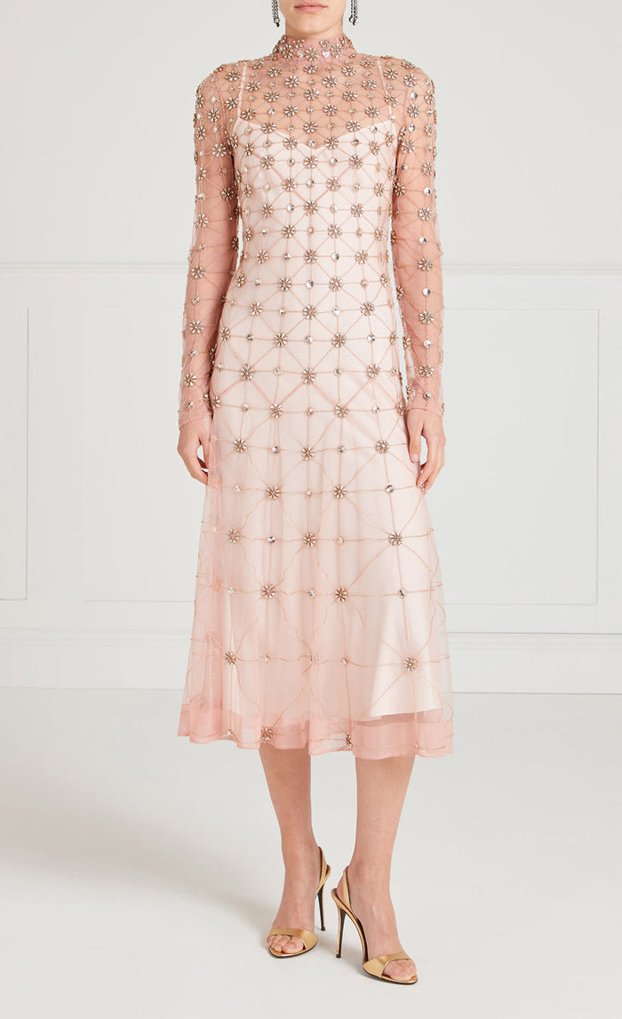 Crossbone Lattice Dress - Blush