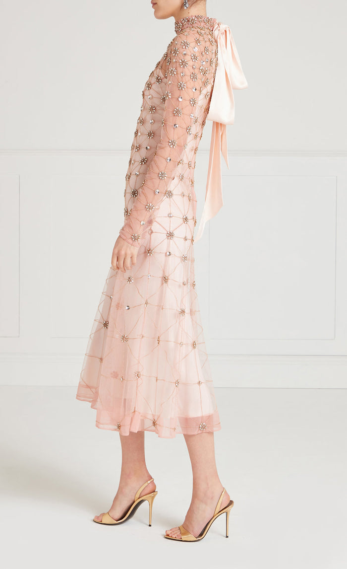 Crossbone Lattice Dress - Blush