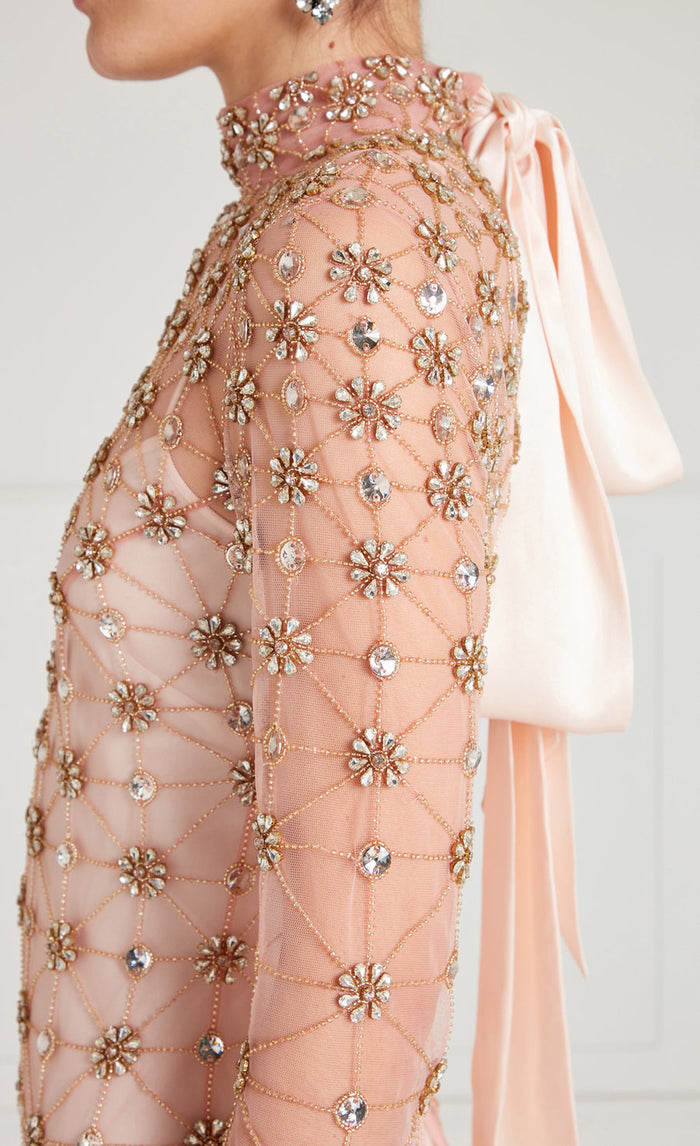 Crossbone Lattice Dress - Blush