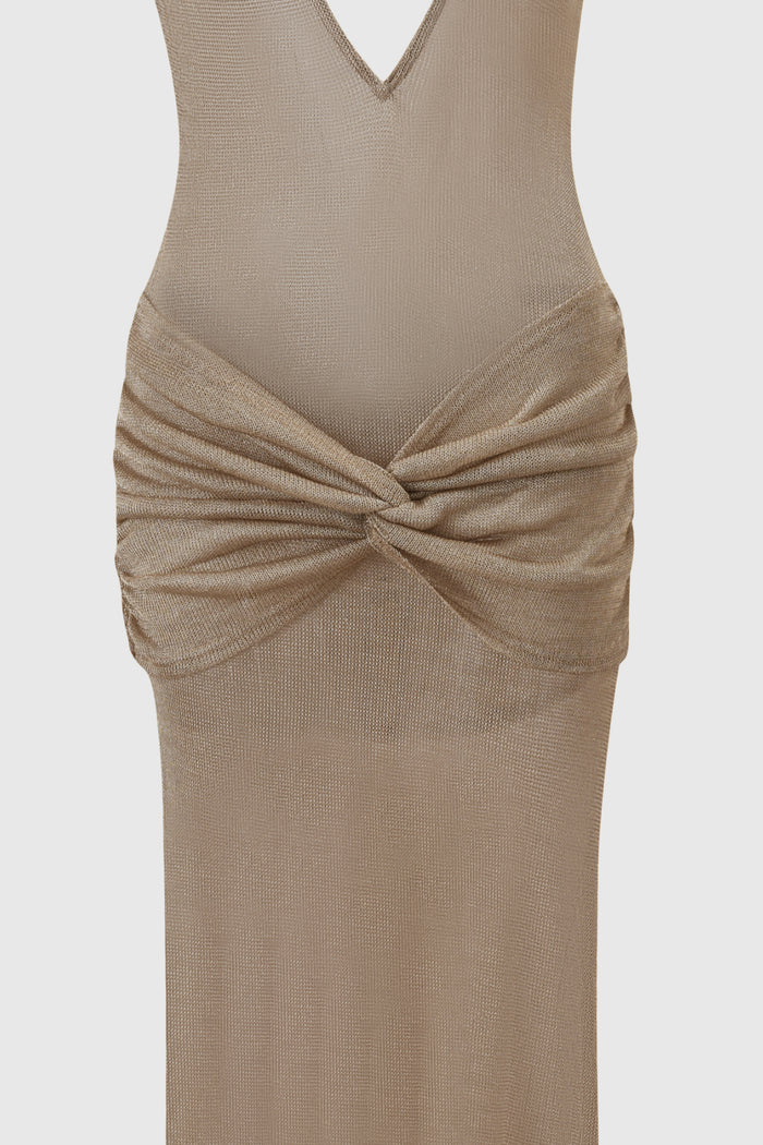 Daedalus Plunge Twist Glitter Maxi Dress