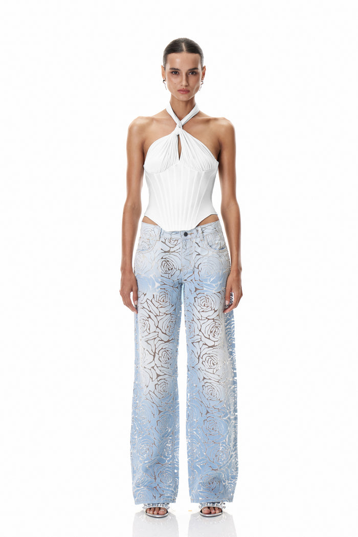Daigo Corset Halter Neck Top In White