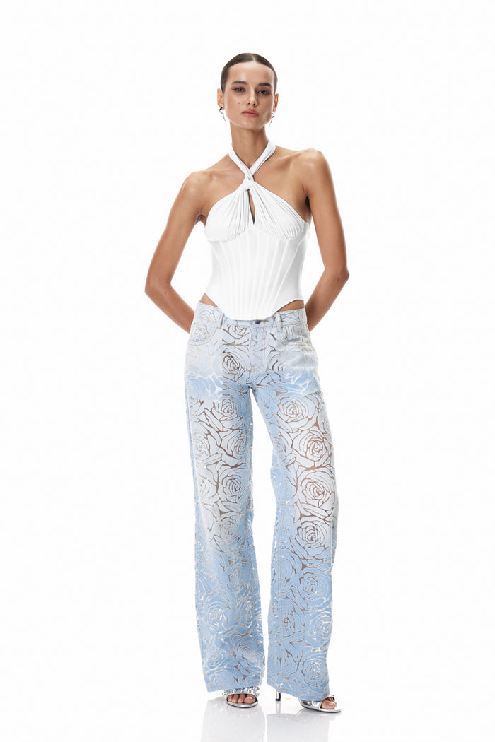 Daigo Corset Halter Neck Top In White