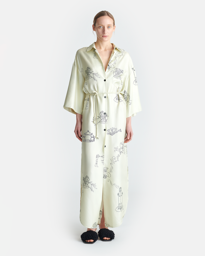 Damala - Printed Silk Twill Shirt Dress - Folktale