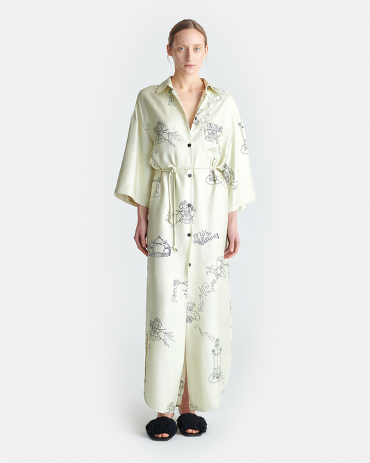 Damala - Printed Silk Twill Shirt Dress - Folktale