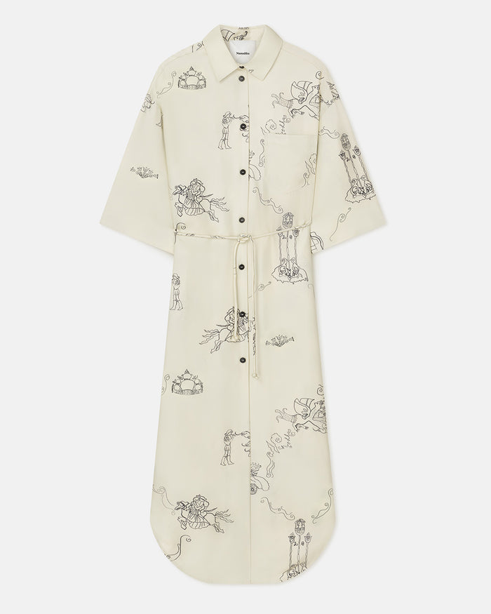 Damala - Printed Silk Twill Shirt Dress - Folktale