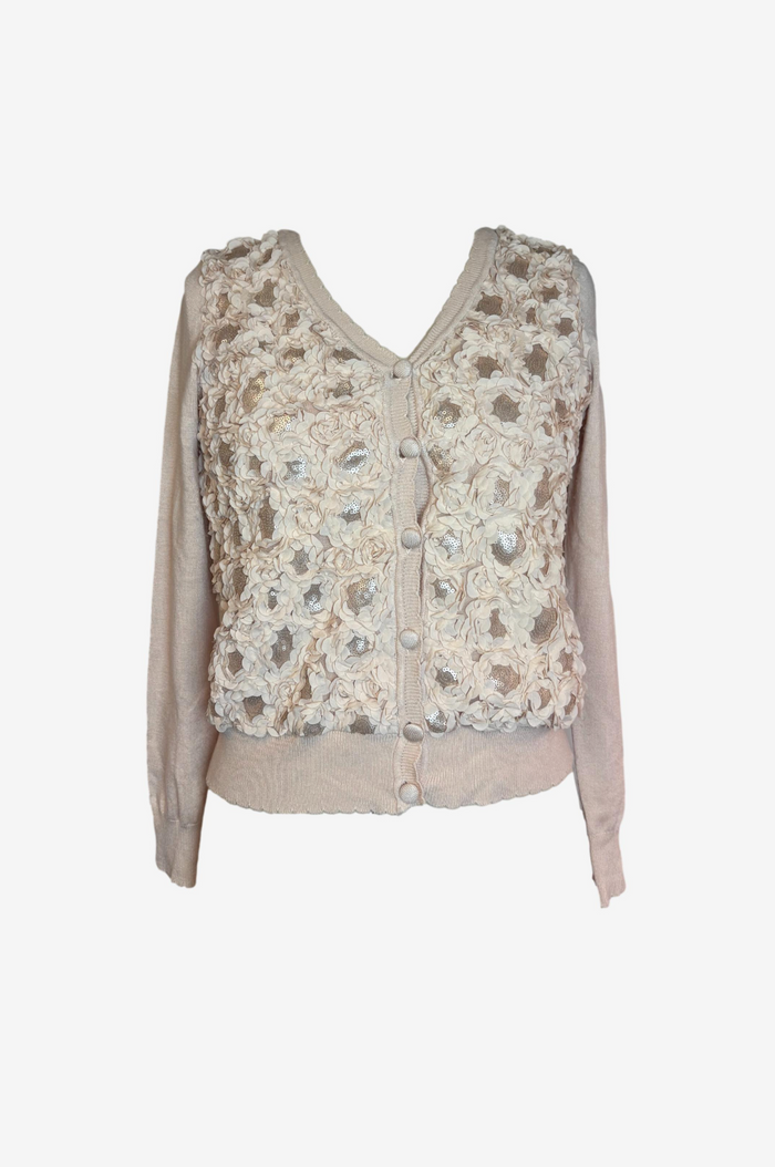 Darling Floral Appliqué Cardigan