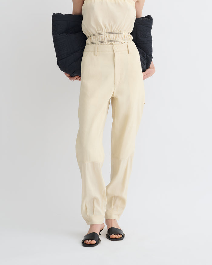 Daron - Glass Poplin Pants - Oat