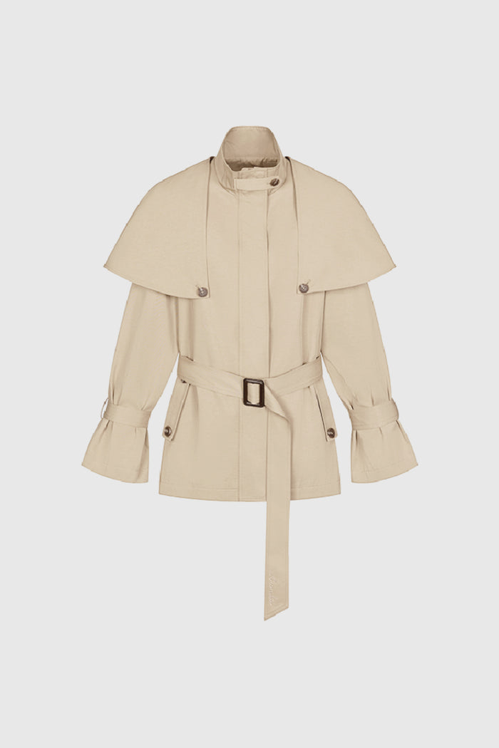 Davide Shawl Trench Coat In Khaki