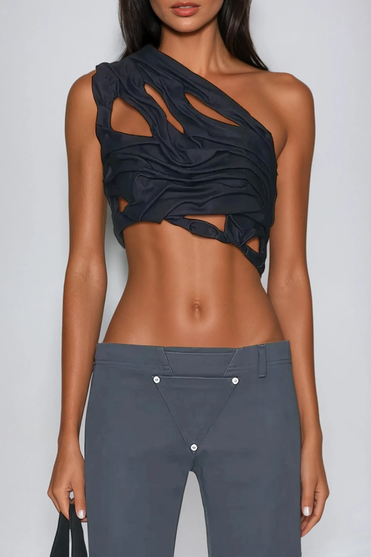 Davion One Shoulder Ruch Asymmetric Top
