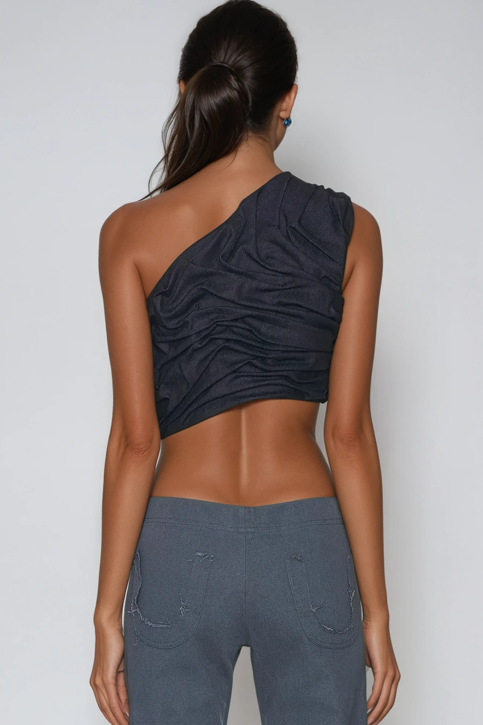 Davion One Shoulder Ruch Asymmetric Top