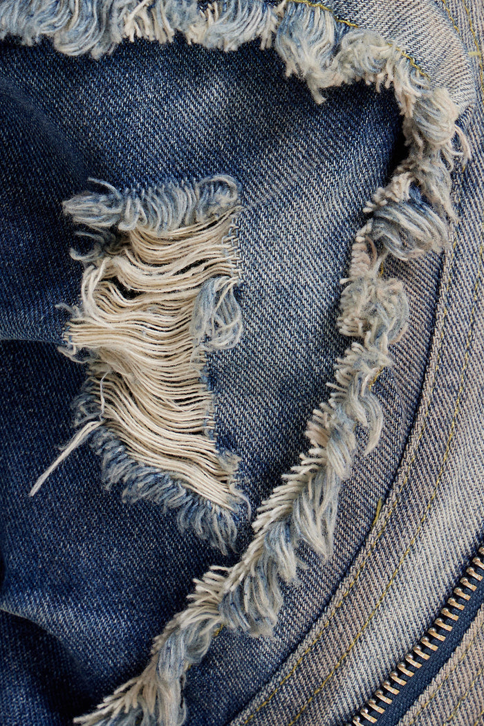 Debdas Zipper Bleached Baggy Jeans