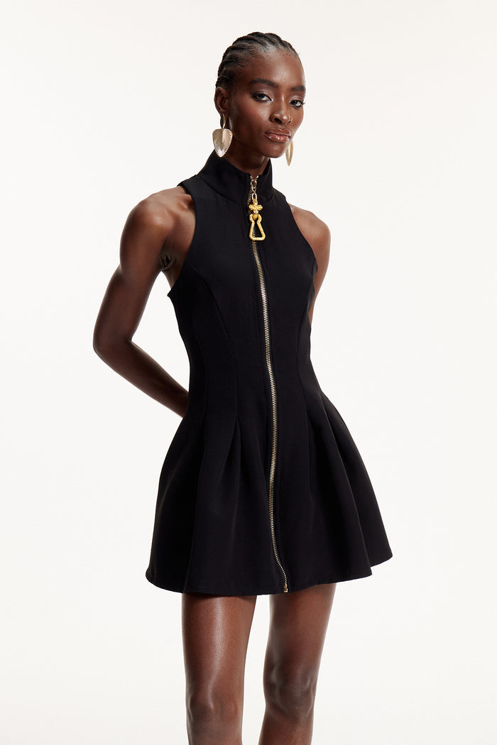 Deborah Sleeveless Zipper Mini Dress