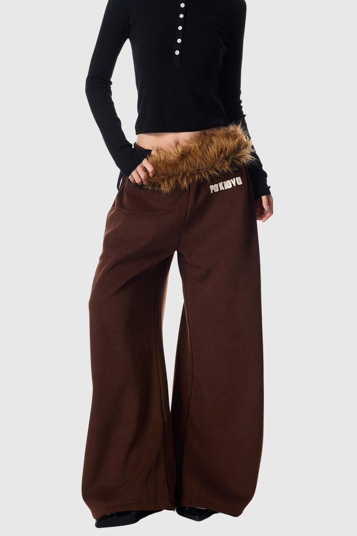 Deena Print Faux Fur Pants