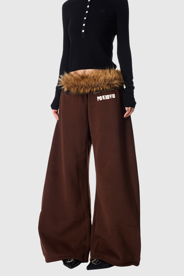 Deena Print Faux Fur Pants