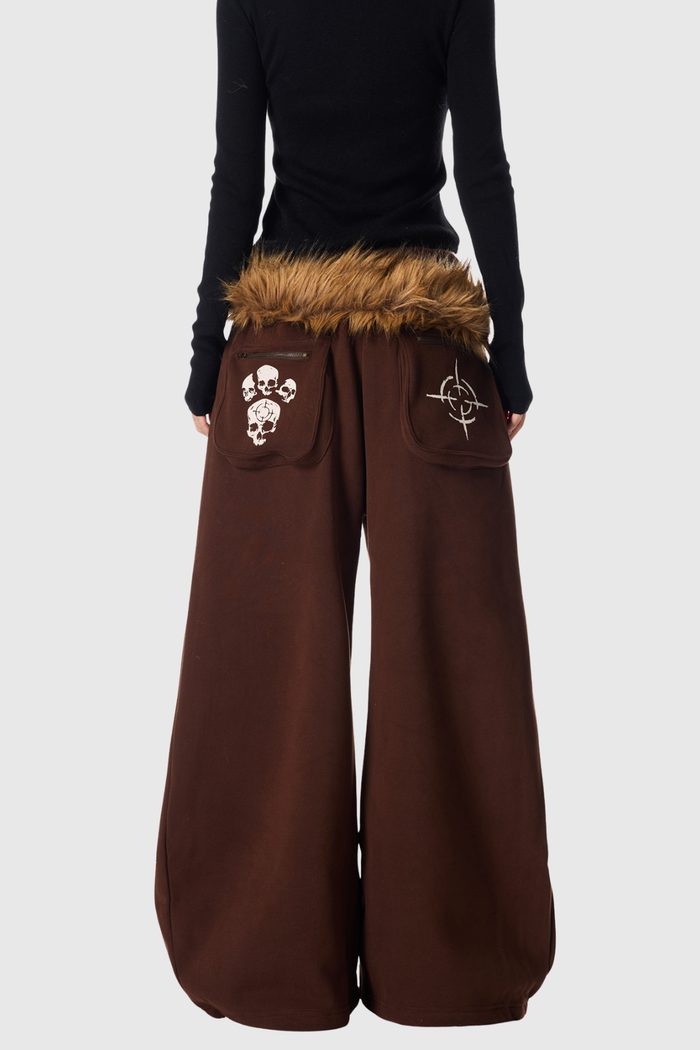 Deena Print Faux Fur Pants