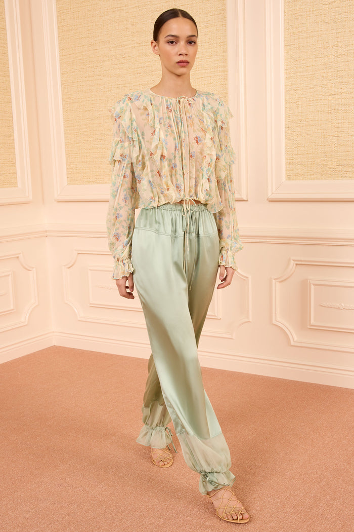 Moon Petal Floral Silk Blouse - Full Length Front Styled Look | Ulla Johnson