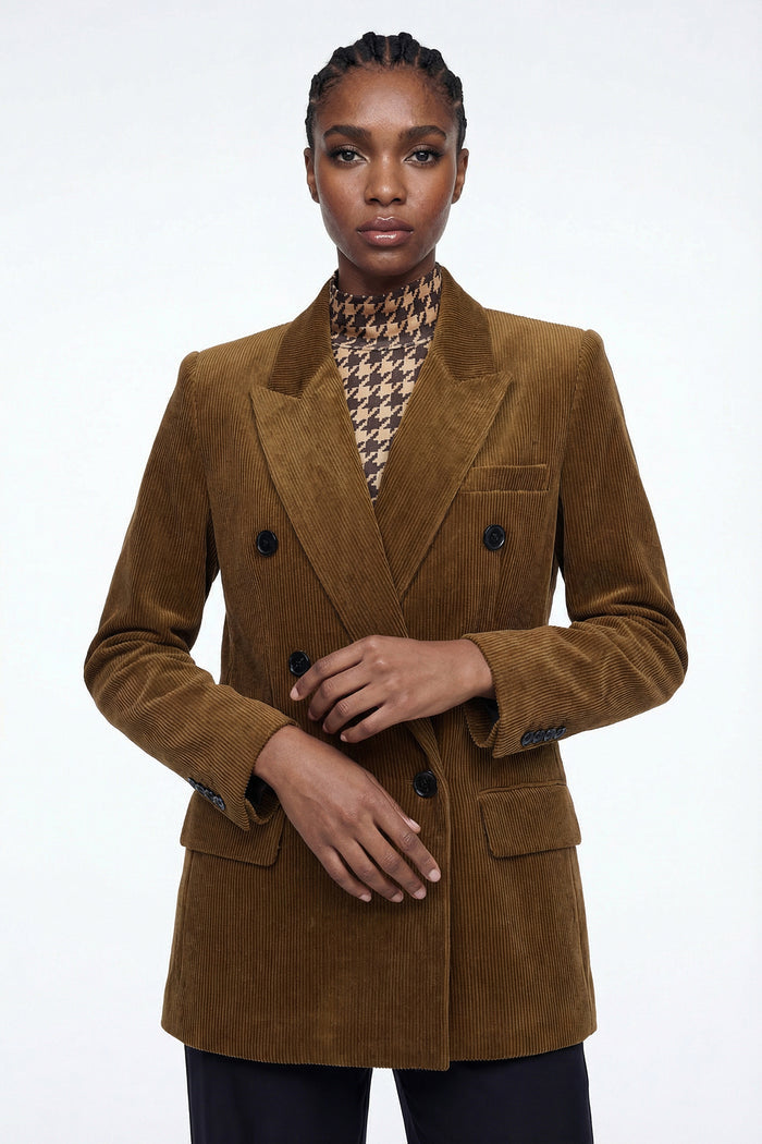 Derya Double Breasted Corduroy Blazer