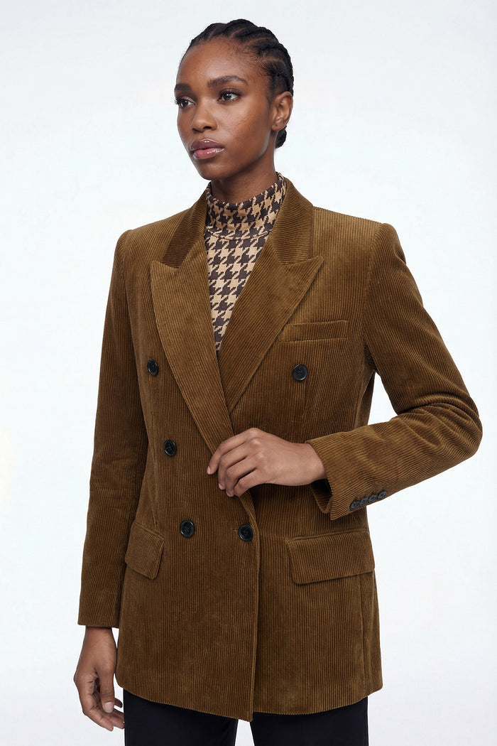 Derya Double Breasted Corduroy Blazer