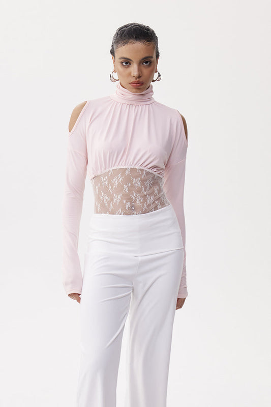 Desideratus Deconstruct Cutout Lace Top In Pink