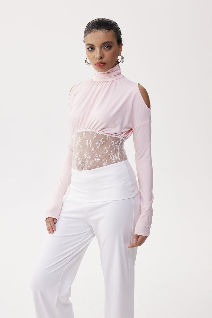 Desideratus Deconstruct Cutout Lace Top In Pink