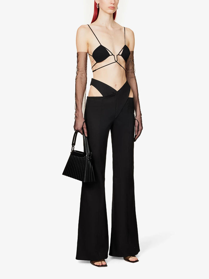 DI PETSA Black Cross Over Flared Trousers - House Of Huntington
