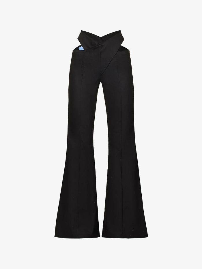 DI PETSA Black Cross Over Flared Trousers - House Of Huntington