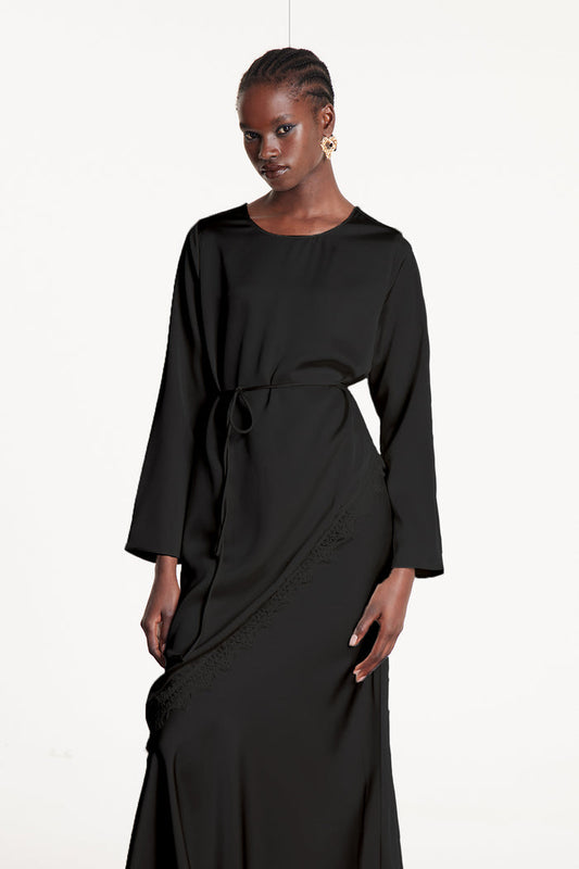 Diamanda Asymmetric Lace Top In Black