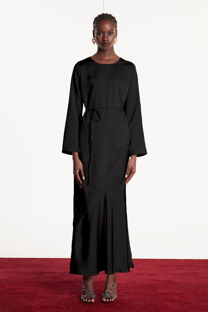 Diamanda Asymmetric Lace Top In Black