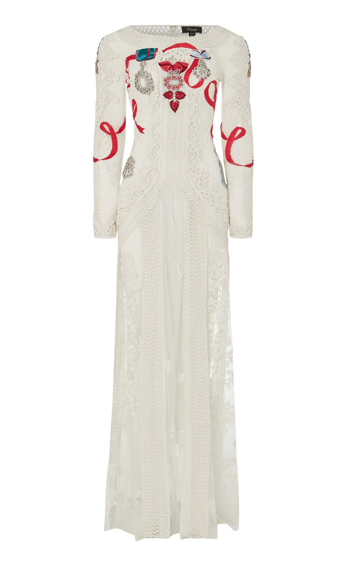 Diamantine Tattoo Dress - Cream