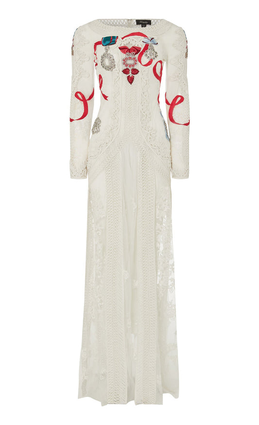Diamantine Tattoo Dress - Cream
