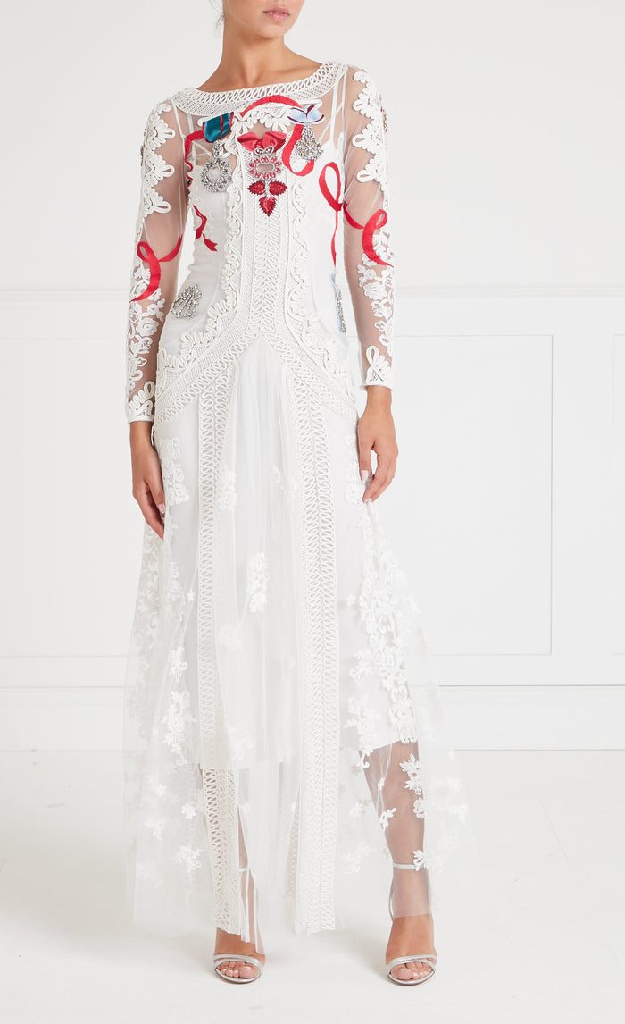 Diamantine Tattoo Dress - Cream