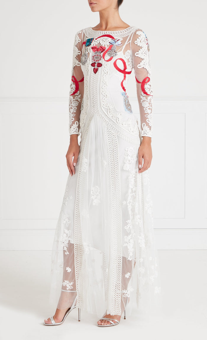 Diamantine Tattoo Dress - Cream