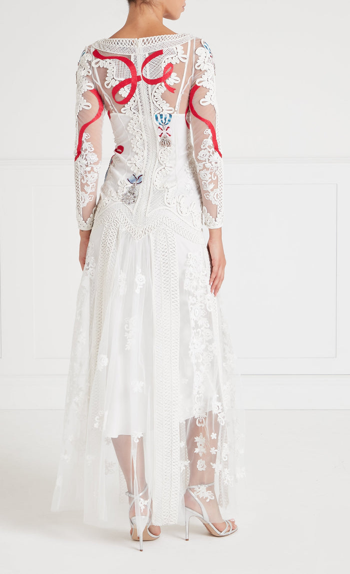 Diamantine Tattoo Dress - Cream