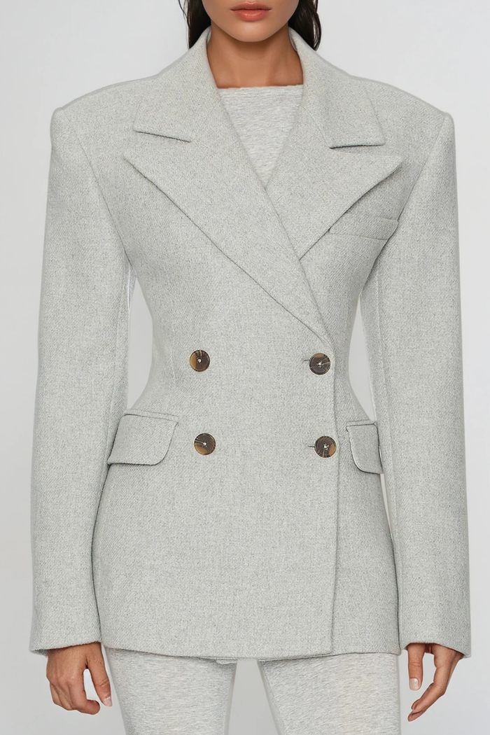Dierk Double Breasted Blazer In Grey