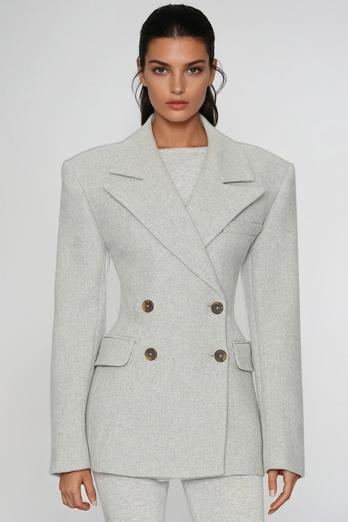 Dierk Double Breasted Blazer In Grey