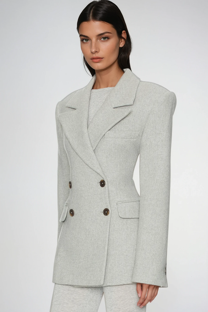 Dierk Double Breasted Blazer In Grey