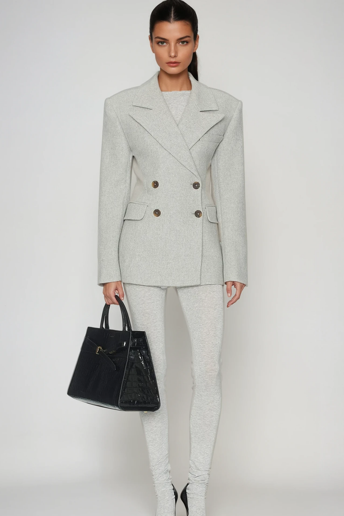 Dierk Double Breasted Blazer In Grey