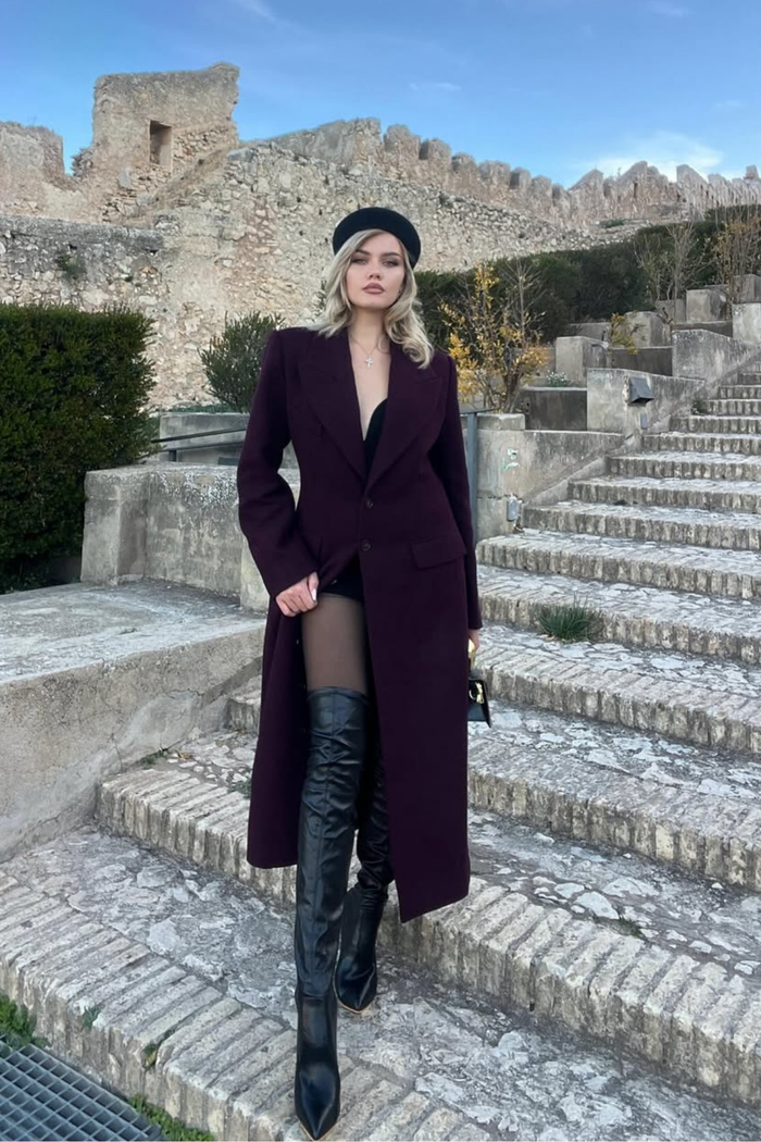 Dieter Lapel Wool Coat In Red
