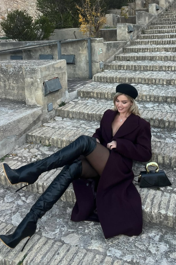 Dieter Lapel Wool Coat In Red